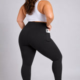 SparkNine Softcurve plus size legging - met zijzakken - L-XL - zwart - zachte stof - ademend - niet doorschijnend