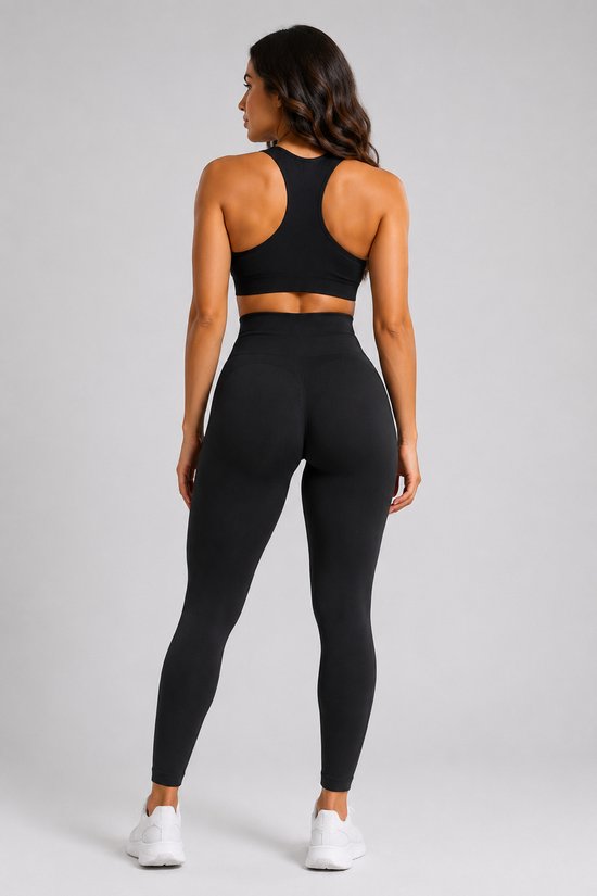 SparkNine Zephyr sportlegging - L - zwart - high waist - squat-proof - stevig & ondersteunend - but crunch