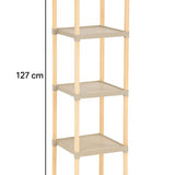 Fixwood Houten Modulaire Opbergrek – Massief Hout & Kunststof – Badkamerrek, Keukenrek of Plantenrek – 127 cm Hoog – Beige-Naturel