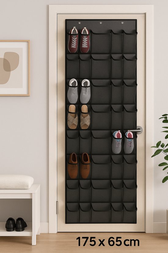 Schoenenkast Hangend - Schoenenzak 30 vakken - Opbergen van Schoenen aan Deur - Schoenenzak Grijs - Oplossing voor rondslingerende schoenen - Hoogwaardige Schoenenkast