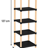 Fixwood Houten Modulaire Opbergrek – Massief Hout & Kunststof – Badkamerrek, Keukenrek of Plantenrek – 127 cm Hoog – Zwart-Naturel