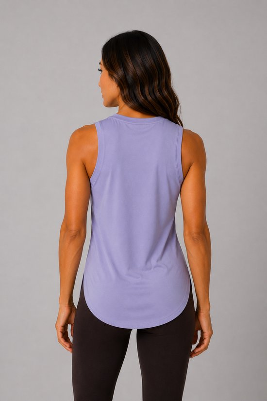 SparkNine Flexsplit tanktop - lange pasvorm - M - lila - mouwloos - met zijsplit - ademend