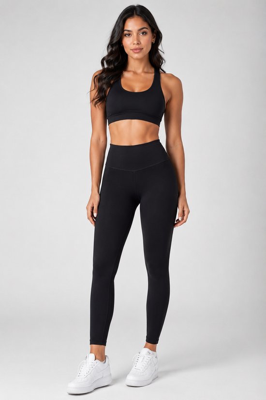 SparkNine Pureflow dames sportlegging - extra zachte stof - L - zwart - hoge taille - buikcontrole - booty lift - but crunch - ademend - elastisch
