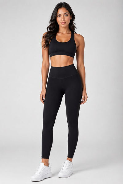 SparkNine Pureflow dames sportlegging - extra zachte stof - L - zwart - hoge taille - buikcontrole - booty lift - but crunch - ademend - elastisch