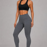 SparkNine Softflex zachte legging met zakken - dames sportlegging - comfy legging - L - grijs - hoge taille - elastisch - zacht materiaal - comfortabel