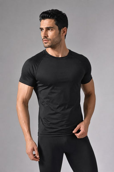 SparkNine Aeroflex heren sport t-shirt - strakke & aansluitende fit - XXL - zwart - ademend & sneldrogend - elastisch