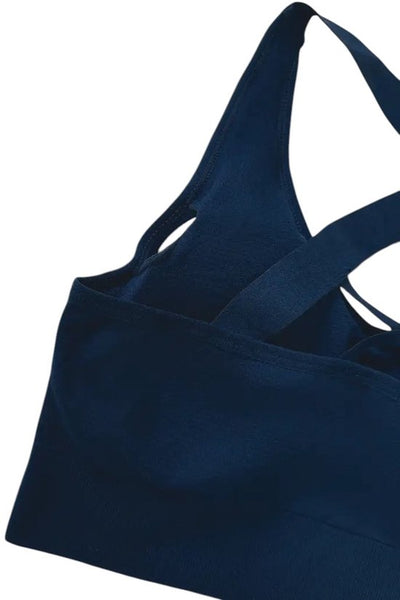 SparkNine Stride sport-bh - met uitneembare pads - XXL - blauw - cross-back - medium support - zacht & elastisch materiaal