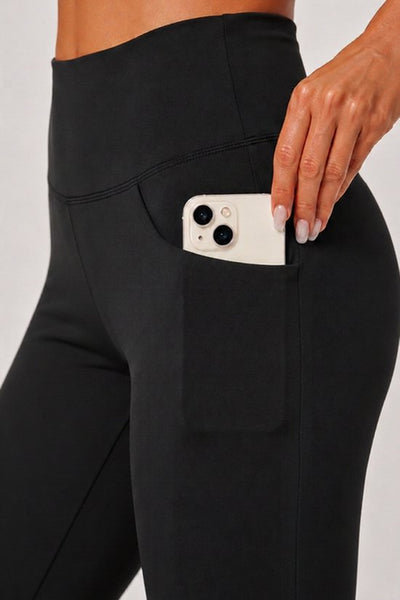 SparkNine Solara flare broek - M - zwart - hoge taille - uitlopend - voorzakken - stijlvol & comfortabel