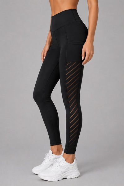 SparkNine Novawave sportlegging dames - squatproof - ademend - met zakken - S - zwart - mesh panelen - elastisch & stijvol