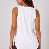 SparkNine Flexsplit tanktop - lange pasvorm - S - wit - mouwloos - met zijsplit - ademend - sporttop