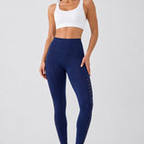 SparkNine Novawave sportlegging dames - squatproof - ademend - met zakken - S - blauw - mesh panelen - elastisch & stijvol