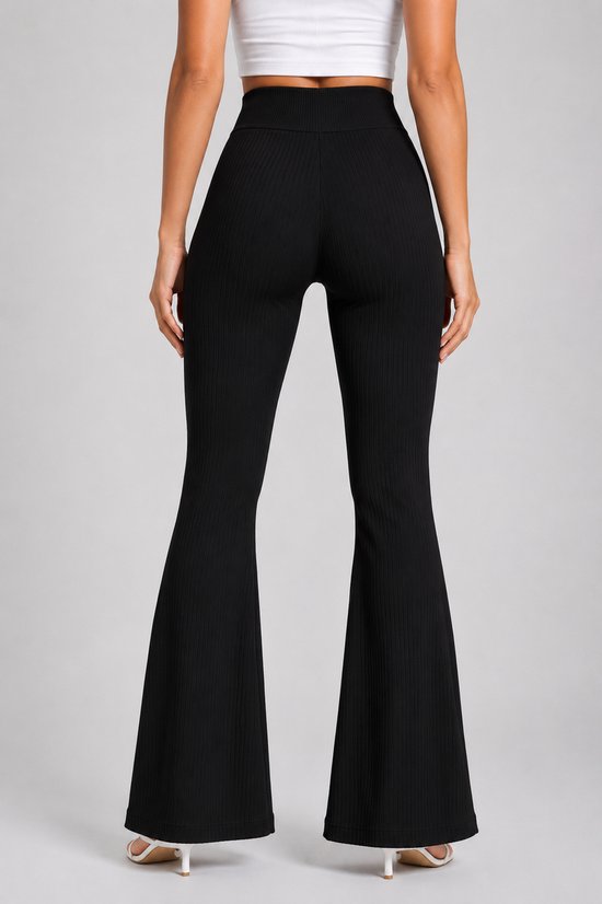 SparkNine Breezeflare dames legging - stijlvolle flare broek - S - zwart - lichtgewicht & ademend - hoge taille - flatterende pasvorm