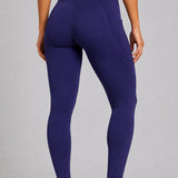SparkNine Pacepocket dames sportlegging - met handige zakken - XS - blauw - hoge taille - elastisch - squatproof - niet doorschijnend