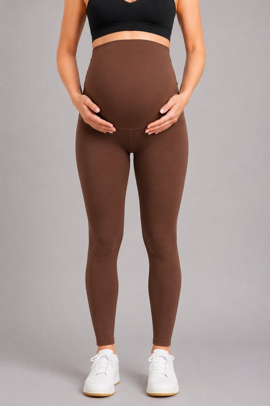 SparkNine Mamamove maternity legging - L - bruin - zachte stof - comfortabel & ondersteunend - rekbaar - zwangerschapslegging