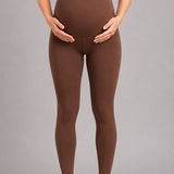 SparkNine Mamamove maternity legging - L - bruin - zachte stof - comfortabel & ondersteunend - rekbaar - zwangerschapslegging