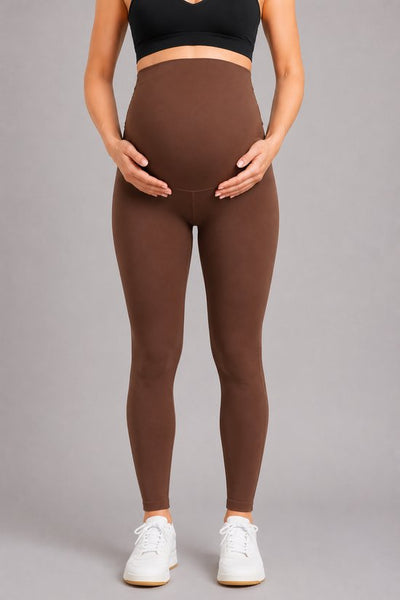 SparkNine Mamamove maternity legging - L - bruin - zachte stof - comfortabel & ondersteunend - rekbaar - zwangerschapslegging