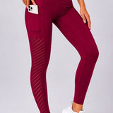 SparkNine Novawave sportlegging dames - squatproof - ademend - met zakken - XL - rood - mesh panelen - elastisch & stijvol