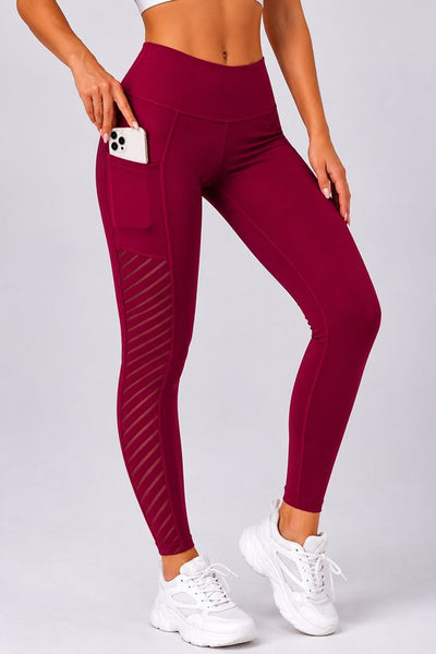 SparkNine Novawave sportlegging dames - squatproof - ademend - met zakken - XL - rood - mesh panelen - elastisch & stijvol