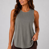 SparkNine Flexsplit tanktop - lange pasvorm - S - donkergrijs - mouwloos - met zijsplit - ademend