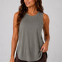 SparkNine Flexsplit tanktop - lange pasvorm - S - donkergrijs - mouwloos - met zijsplit - ademend