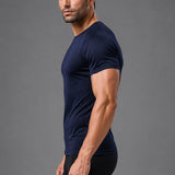 SparkNine Aeroflex heren sport t-shirt - strakke & aansluitende fit - M - blauw - ademend & sneldrogend - elastisch