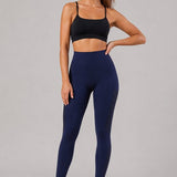 SparkNine Breathflex sportlegging dames - ademend - met zakken - XL - blauw - geruite mesh panelen - met zakken - elastisch