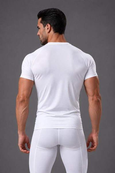 SparkNine Aeroflex heren sport t-shirt - strakke & aansluitende fit - 3XL - wit - ademend & sneldrogend - elastisch