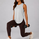 SparkNine Flexsplit tanktop - lange pasvorm - XS - grijs - mouwloos - met zijsplit - ademend - sporttop