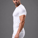 SparkNine Aeroflex heren sport t-shirt - strakke & aansluitende fit - L - wit - ademend & sneldrogend - elastisch