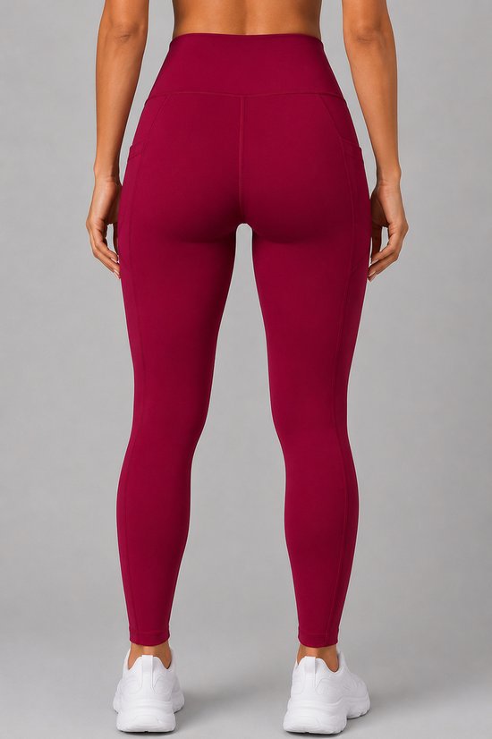 SparkNine Softflex zachte legging met zakken - dames sportlegging - comfy legging - XXL - rood - hoge taille - elastisch - zacht materiaal - comfortabel