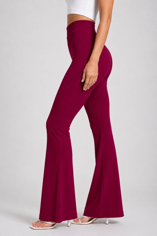 SparkNine Breezeflare dames legging - stijlvolle flare broek - L - rood - lichtgewicht & ademend - hoge taille - flatterende pasvorm