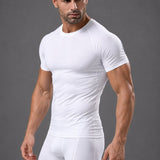 SparkNine Aeroflex heren sport t-shirt - strakke & aansluitende fit - 3XL - wit - ademend & sneldrogend - elastisch