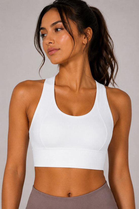 SparkNine Coreshield sportbeha - met ingebouwde pads - M - wit - push-up sport-bh - high impact ondersteuning - push-up - ademend