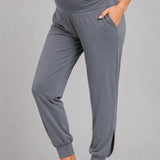 SparkNine Comfortfit zwangerschapslegging - met zijzakken - S - grijs - hoog getailleerd - zacht & ademend met buiksteun - rekbaar - maternity