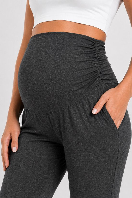 SparkNine Zenstretch zwangerschapslegging - flare broek met steekzakken - XXL - grijs - zachte stof - rekbaar & stijlvol - praktisch - maternity