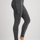SparkNine Pacepocket dames sportlegging - met handige zakken - XXL - hennep grijs - hoge taille - elastisch - squatproof - niet doorschijnend