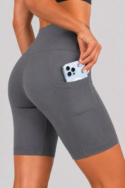 SparkNine Softflow korte sportbroek - met zakken - zachte stof - XXL - grijs - dames short - half lang - fietsshort