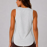 SparkNine Flexsplit tanktop - lange pasvorm - XS - grijs - mouwloos - met zijsplit - ademend - sporttop