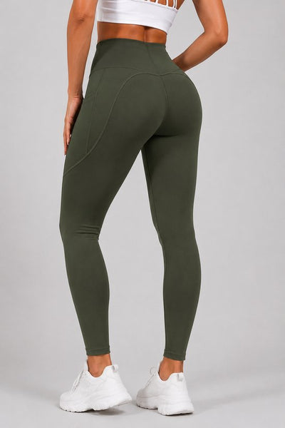 SparkNine Pacepocket dames sportlegging - met handige zakken - L - groen - hoge taille - elastisch - squatproof - niet doorschijnend