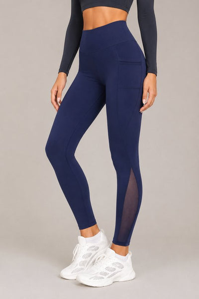 SparkNine Meshtone Sportlegging - S - blauw - mesh details & handige zakken - sportbroek - ademend & stijlvol - elastisch - squatproof