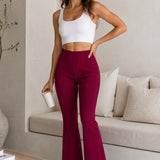 SparkNine Breezeflare dames legging - stijlvolle flare broek - S - rood - lichtgewicht & ademend - hoge taille - flatterende pasvorm