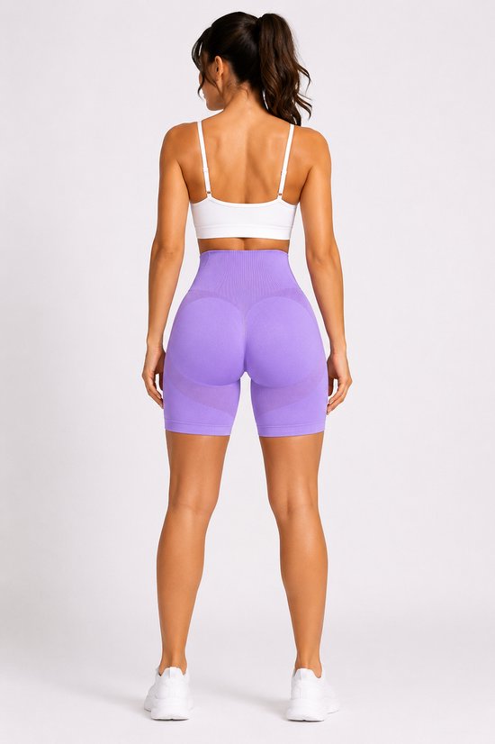 SparkNine Sculptfit sport short fitness - dames - S - paars - hoge taille & buttlift - shapend - hoog elastisch naadloos - ademend