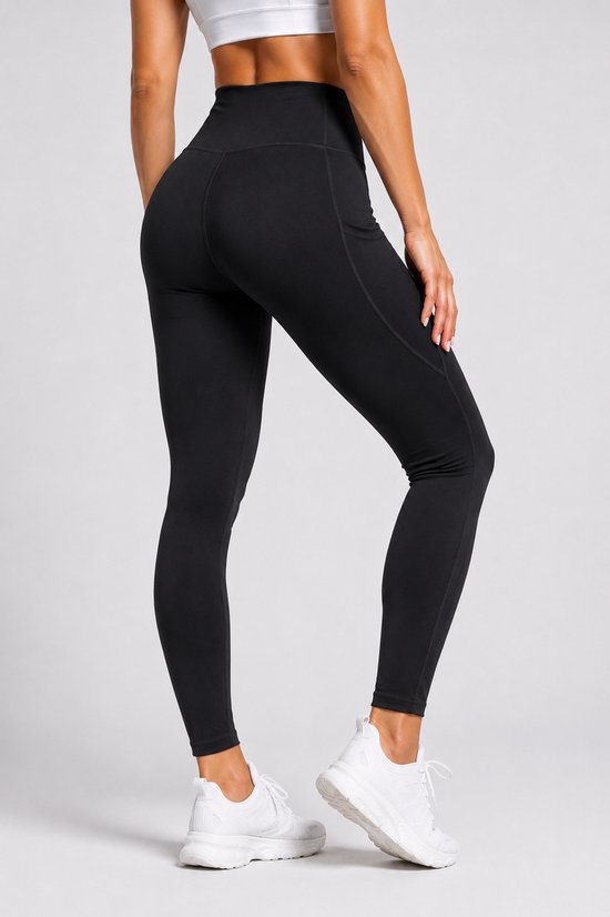 SparkNine Pacepocket dames sportlegging - met handige zakken - S - zwart - hoge taille - elastisch - squatproof - niet doorschijnend