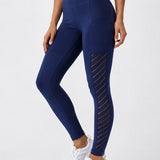 SparkNine Novawave sportlegging dames - squatproof - ademend - met zakken - L - blauw - mesh panelen - elastisch & stijvol