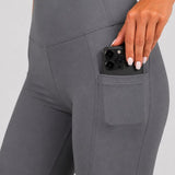 SparkNine Softflow korte sportbroek - met zakken - zachte stof - XXL - grijs - dames short - half lang - fietsshort