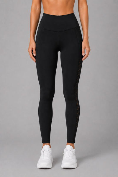SparkNine Novawave sportlegging dames - squatproof - ademend - met zakken - S - zwart - mesh panelen - elastisch & stijvol