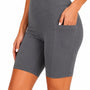 SparkNine Softflow korte sportbroek - met zakken - zachte stof - M - grijs - dames short - half lang - fietsshort