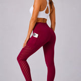 SparkNine Novawave sportlegging dames - squatproof - ademend - met zakken - XL - rood - mesh panelen - elastisch & stijvol