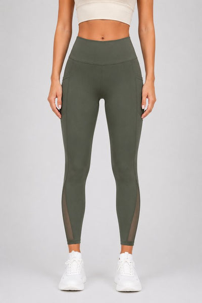 SparkNine Meshtone Sportlegging - M - groen - mesh details & handige zakken - sportbroek - ademend & stijlvol - elastisch - squatproof