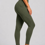SparkNine Pacepocket dames sportlegging - met handige zakken - L - groen - hoge taille - elastisch - squatproof - niet doorschijnend